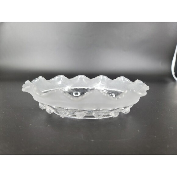 Vintage 1930's Davidson Dish Blackberry Prunt Clear Frosted Ruffled Oval England - Picture 6 of 12